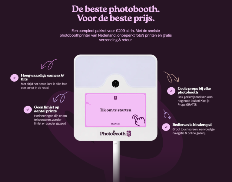 Photobooth inc. bezorging in heel NL